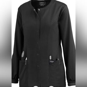 Dickies Black Snap-Front Scrub Jacket